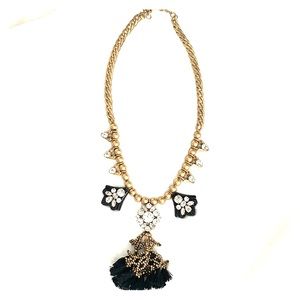 J. Crew Long Black Tassel Statement Necklace